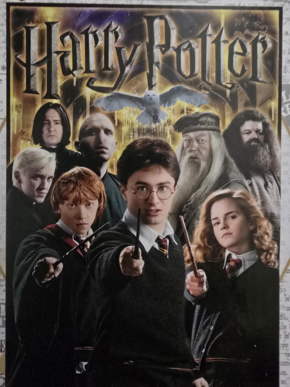 Harry Potter Movie Poster - Black, Gold, White